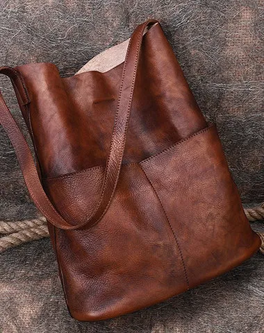Womens Leather Tote Bags Vertical Womens Coffee Handbag Shopper Bag Purse for Ladies