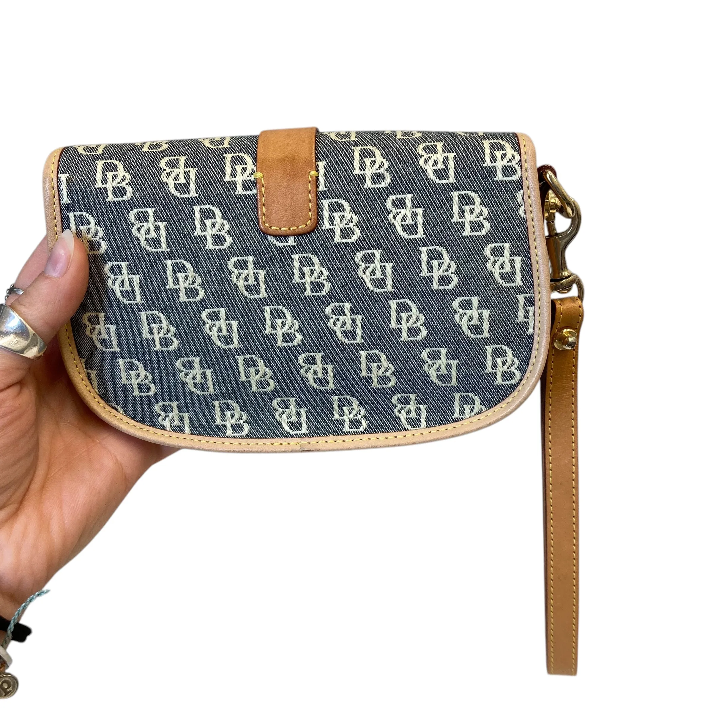 Wristlet Designer By Dooney And Bourke In Grey & Tan, Size:Small